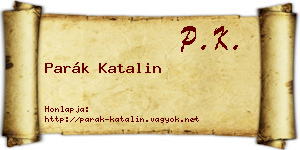 Parák Katalin névjegykártya